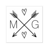 かわいい矢印ハートダブルモノグラム結婚のロゴ セルフインキングスタンプ (デザイン)