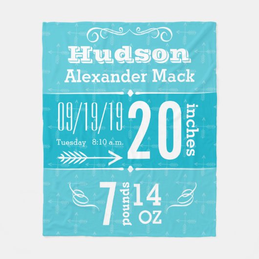 かわいい矢印パターン任意の色のベビーブランケット フリースブランケット (正面)