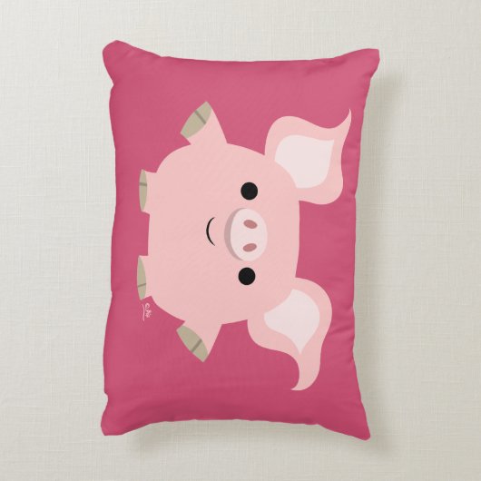 かわいい短い漫画の豚のアクセント枕 アクセントクッション (裏面(縦))