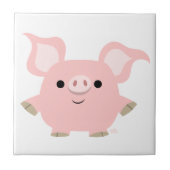 かわいい短い漫画の豚タイル タイル (正面)