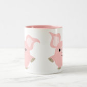 かわいい短い漫画の豚マグカップ ツートーンマグカップ (中央)