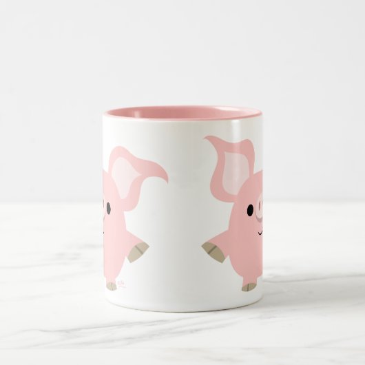 かわいい短い漫画の豚マグカップ ツートーンマグカップ (中央)