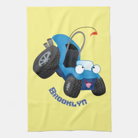かわいい砂丘乳母車オフロードビークル漫画 キッチンタオル (縦)
