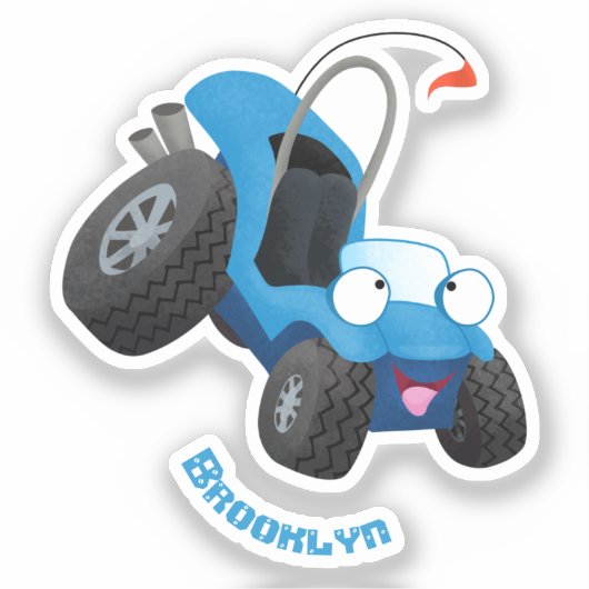 かわいい砂丘乳母車オフロードビークル漫画 シール (正面)