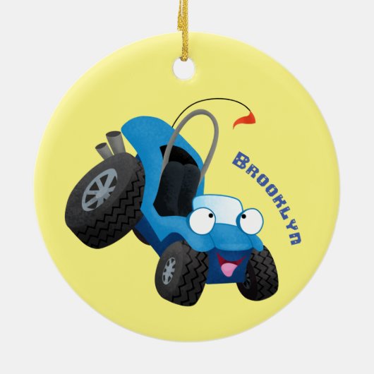 かわいい砂丘乳母車オフロードビークル漫画 セラミックオーナメント (裏面)