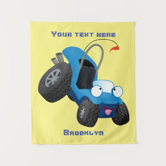 かわいい砂丘乳母車オフロードビークル漫画 タペストリー (正面)