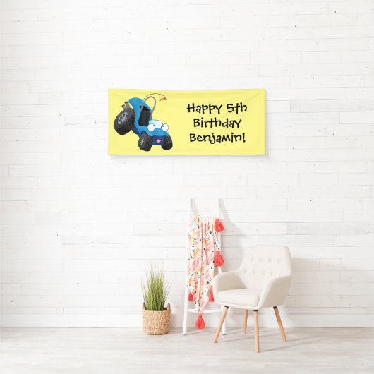 かわいい砂丘乳母車オフロードビークル漫画 横断幕 (インサイチュ)