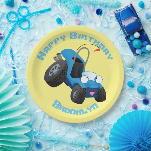 かわいい砂丘乳母車車の漫画パーソナライズされた ペーパープレート (パーティー)