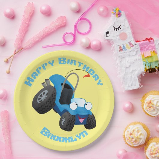 かわいい砂丘乳母車車の漫画パーソナライズされた ペーパープレート (パーティー)