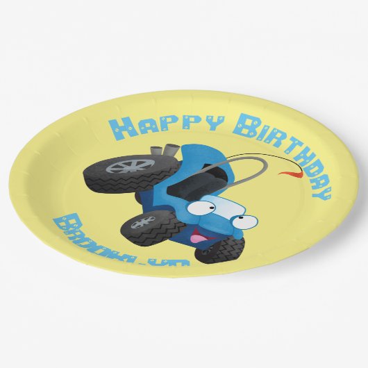 かわいい砂丘乳母車車の漫画パーソナライズされた ペーパープレート (アングル)