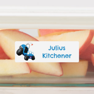 かわいい砂丘乳母車車の漫画パーソナライズされた ラベル