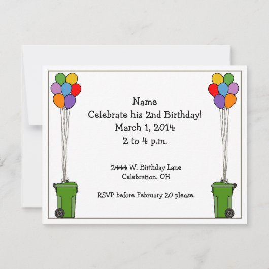 かわいい砂利のダンプトラック 招待状 (裏面)