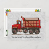 かわいい砂利ダンプトラック 招待状 (正面/裏面)