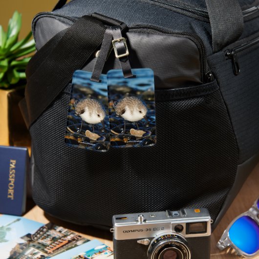 かわいい砂時計がビーチでシーフードを食べる ラゲッジタグ (正面&裏面)