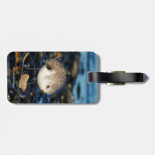 かわいい砂時計がビーチでシーフードを食べる ラゲッジタグ (裏面横)