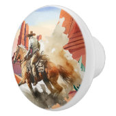 かわいい砂漠のサボテンの乗馬カウボーイ セラミックノブ (右)