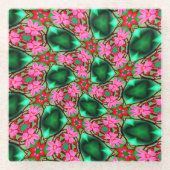 かわいい砂漠のバラ模様 ガラスコースター (正面)