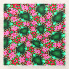 かわいい砂漠のバラ模様 ガラスコースター