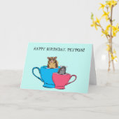 かわいい砂糖が茶碗で滑パーソナライズされたる カード (黄色い花)