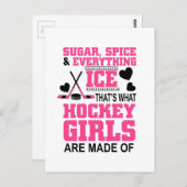 かわいい砂糖とスパイスガールアイスアイスホッケー ポストカード (正面/裏面)