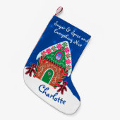 かわいい砂糖とスパイスジンジャーブレッドハウス スモールクリスマスストッキング (正面 (吊り時))