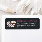 かわいい砂糖のスカルの日の死んだ差出人住所 ラベル (インサイチュ)