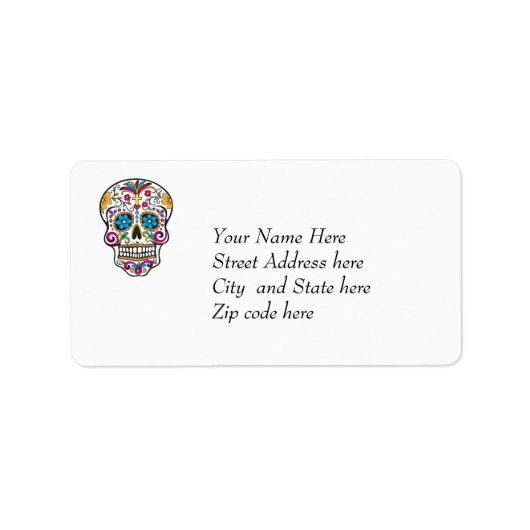 かわいい砂糖スカルハッピーデイ・オブ・ザ・デッド ラベル (正面)