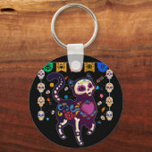 かわいい砂糖スカルメキシコ猫ハロウィーンの日 キーホルダー (正面)