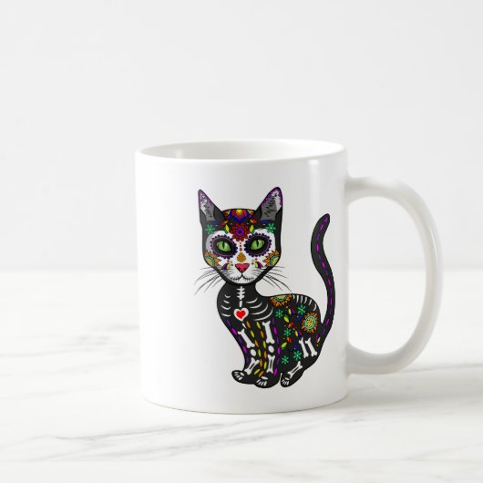 かわいい砂糖スカルメキシコ猫ハロウィーンの日 コーヒーマグカップ (右)