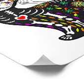 かわいい砂糖スカルメキシコ猫ハロウィーンの日 ポスター (角)