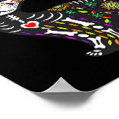 かわいい砂糖スカルメキシコ猫ハロウィーンの日 ポスター (角)