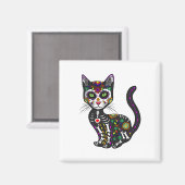 かわいい砂糖スカルメキシコ猫ハロウィーンの日 マグネット (正面/裏面)