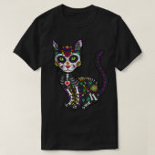 かわいい砂糖スカルメキシコ猫ハロウィーンの日 Tシャツ (デザイン正面)