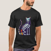 かわいい砂糖スカルメキシコ猫ハロウィーンの死の日 Tシャツ (正面)