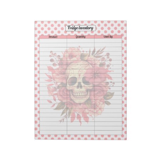 かわいい砂糖スカル冷蔵庫在庫 ノートパッド (回転)