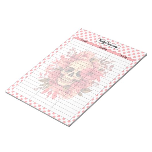 かわいい砂糖スカル冷蔵庫在庫 ノートパッド (アングル)