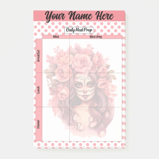 かわいい砂糖スカル毎日の食事の準備 ポストイット (正面)