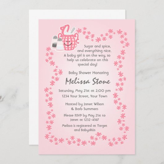 かわいい砂糖及びスパイスのベビーシャワーの招待状 招待状 (正面/裏面)