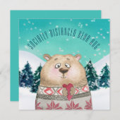 かわいい社会的に離れたクマのハグ森林の雪のシーン シーズンカード (正面/裏面)
