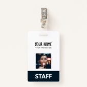 かわいい社員名写真スタッフラベル バッジ (正面クリップ)