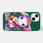 かわいい祈バニーのギターとハートと花 iPhoneケース (裏面横)