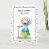 かわいい祖母パーソナライズされた誕生日 カード (正面)