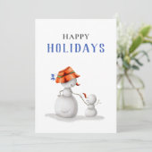 かわいい祖母雪だるまハッピーホリデー シーズンカード (スタンド正面)