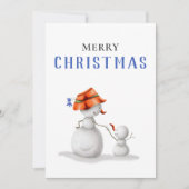 かわいい祖母雪だるまメリークリスマス シーズンカード (正面)