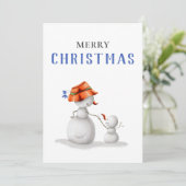 かわいい祖母雪だるまメリークリスマス シーズンカード (スタンド正面)