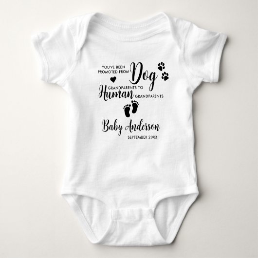 かわいい祖父母の妊娠がペットカスタム犬を明かす ベビーボディスーツ (正面)