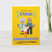 かわいい祖父母の日ダンス孫与えの花咲き カード (正面)