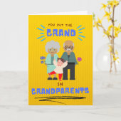 かわいい祖父母の日ダンス孫与えの花咲き カード (黄色い花)