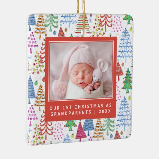 かわいい祖父母の第1回クリスマスツリー写真 セラミックオーナメント (右)