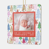 かわいい祖父母の第1回クリスマスツリー写真 セラミックオーナメント (左)